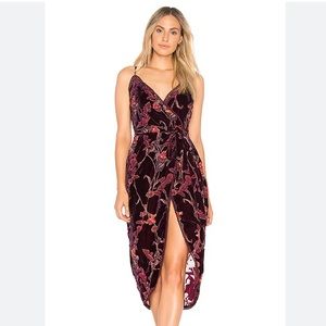 NEW J.O.A Los Angeles floral velvet wrap dress size M